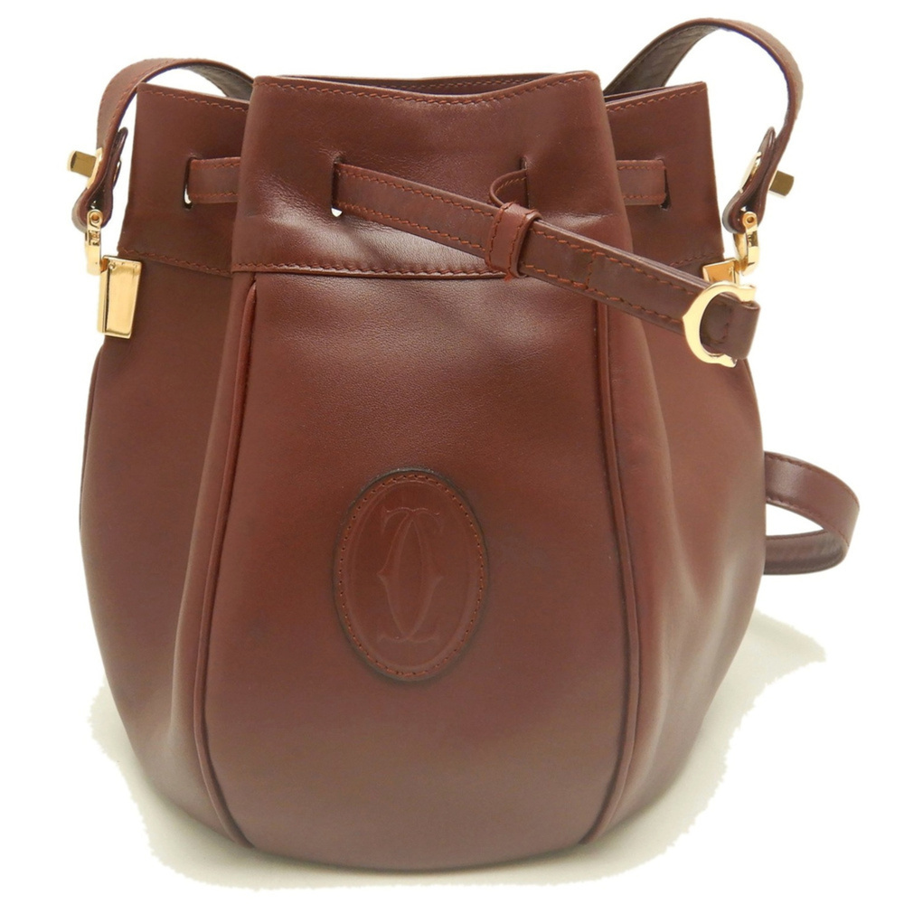 CARTIER Cartier Bucket Bag L1000591 Shoulder Calfskin Bordeaux Women's 254390